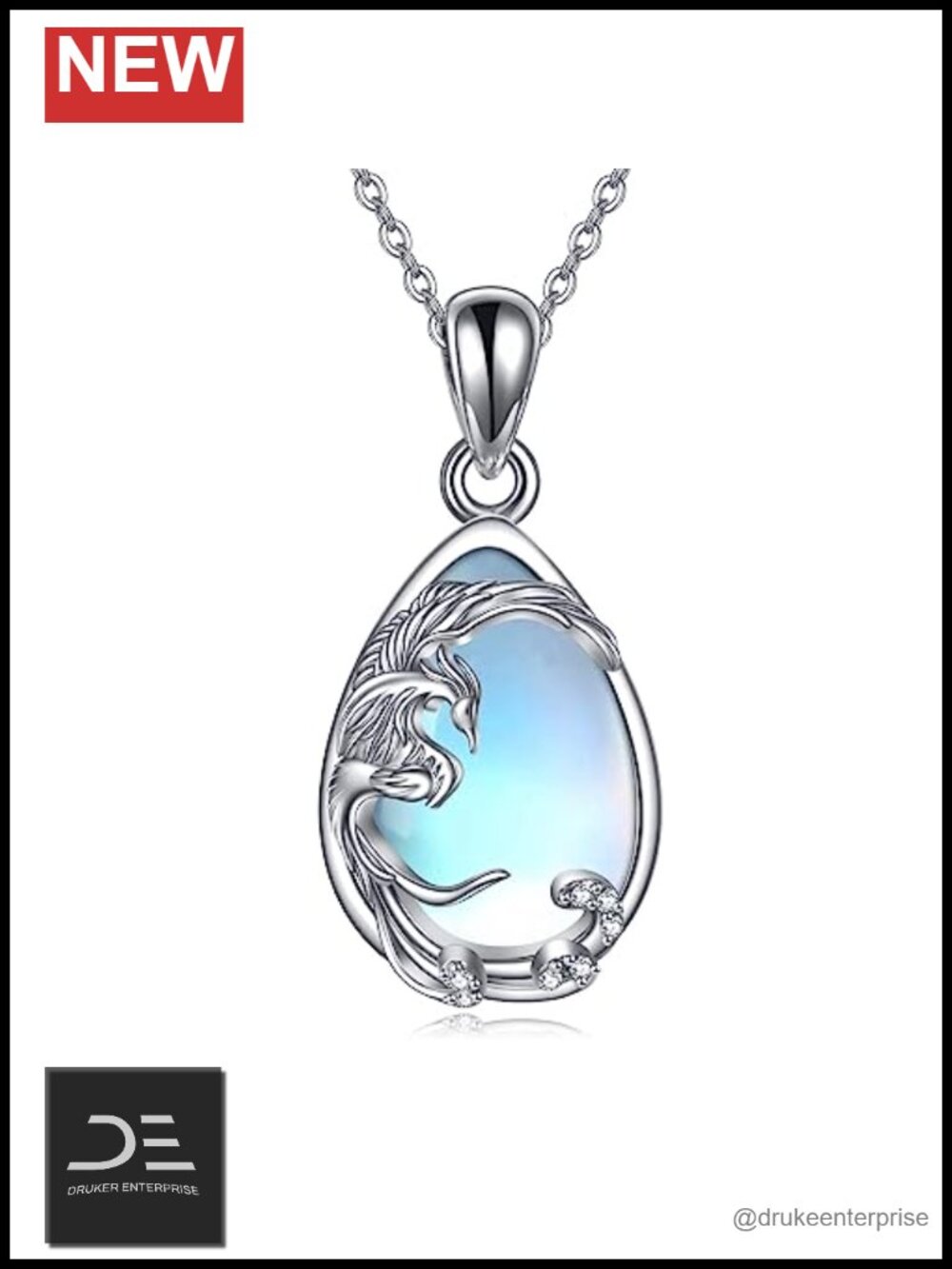 Sterling Silver Phoenix Moonstone Pendant Necklace Gift